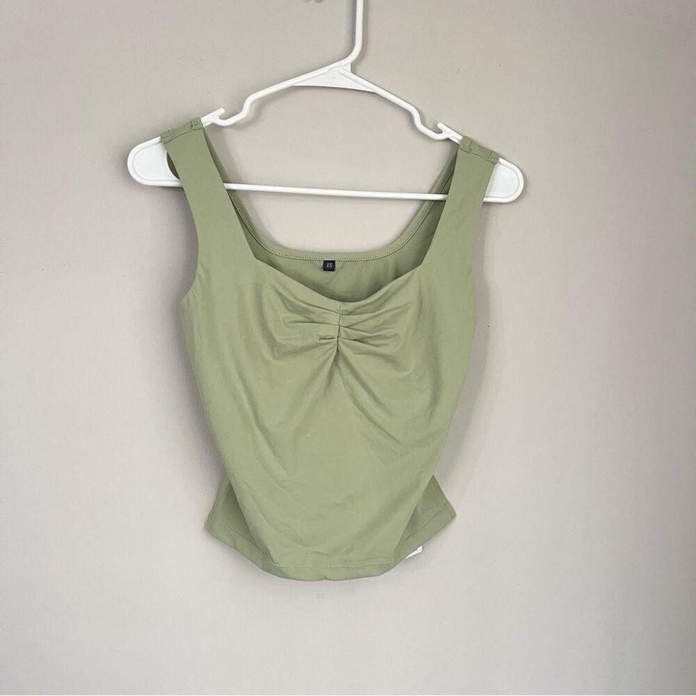 NWT Trendy Queen Green Ruched Cropped Tank Top Size XS
